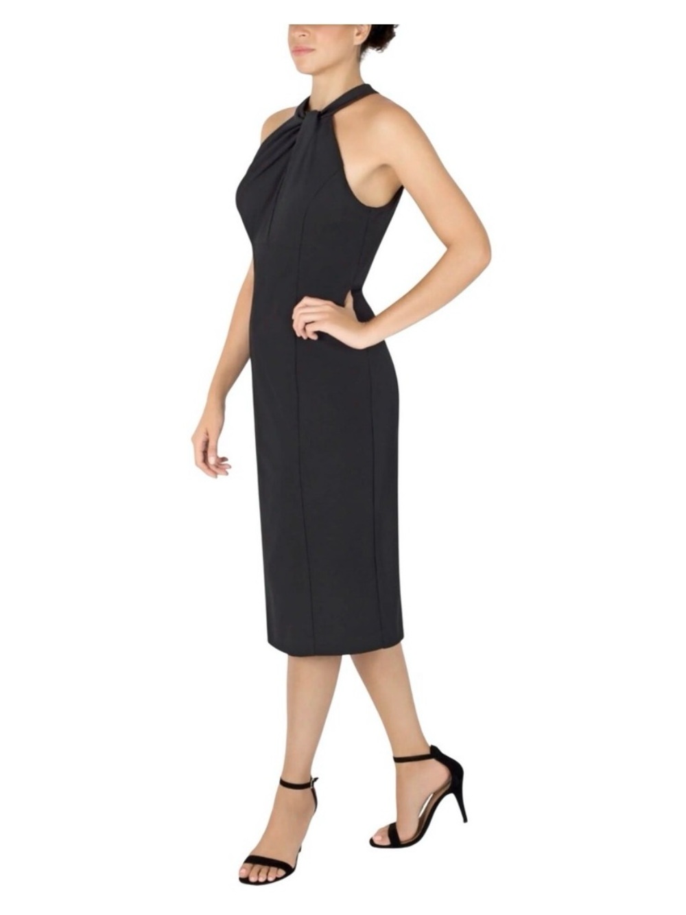 julia jordan Black One-Shoulder Twist Sheath Dress